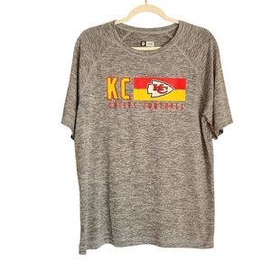 nfl kansas city chiefs football tshirt grey mens size L